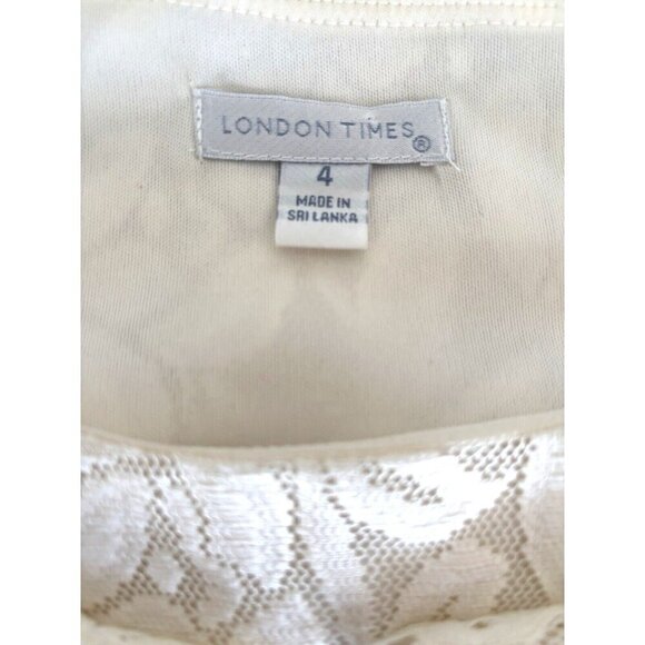 London Times White Ivory Lace Dress Bridal Shower Wedding Size 4 - Picture 5 of 15